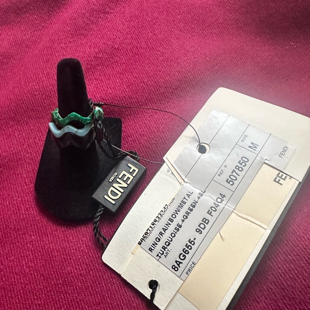 Fendi Wave Stack Rings in Black, Green, Turquoise - Picture 12 of 13